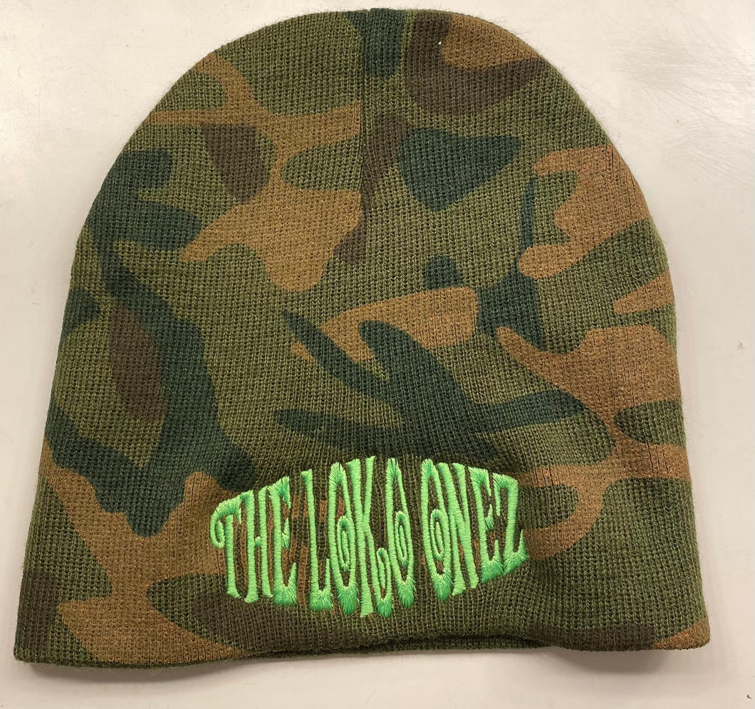 Camo/Fluorescent Green- Short Beanie