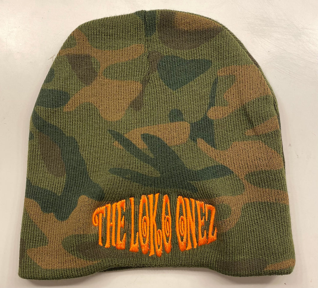 Camo/Orange- Short Beanie